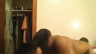A brunette woman punished her disobedient guy with a strapon