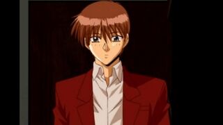 The girl with big eyes made a blowjob in an anime style