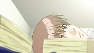 The girl with big eyes made a blowjob in an anime style