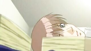 The girl with big eyes made a blowjob in an anime style