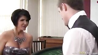 The gambling woman lost her pussy and mouth while playing cards