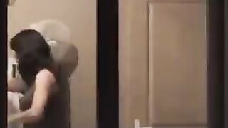 A hot guy admires himself naked in the mirror