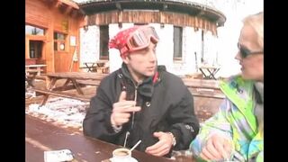 In the yard is winter, and she is in a mood to fuck