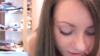 A Russian webcam model with tender breasts plays toys on camera