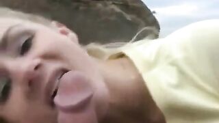 The girl got a dessert from sperm on the face for her birthday