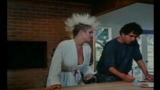A group of girls are having fun with some guys in a retro style
