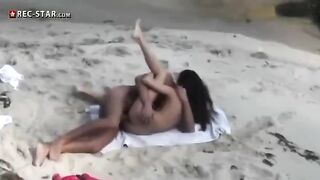 A real hidden camera shooting on the sandy beach