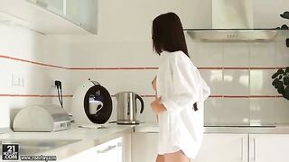 A young girl was fucked in the morning in a playful way