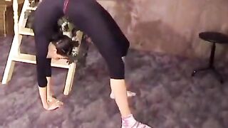 The flexible gymnast has excellent stretching skills