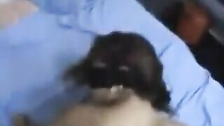 A girl with a hump pushed it deep into her pussy
