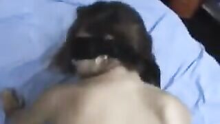 A girl with a hump pushed it deep into her pussy