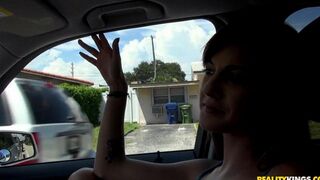 Skinny chick hooked a rich guy who fucked her in his car
