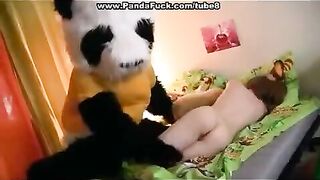 A man with a soft plush toy pushed his girlfriend in all holes