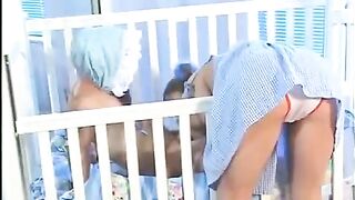 Babysitter with small tits gets fucked by a midget in this hot video