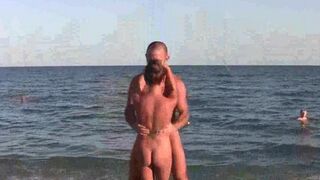 Hot naked gymnastics on the sandy beach in HD quality