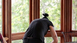 Vietnamese with a strap-on fucks a virgin in the kitchen