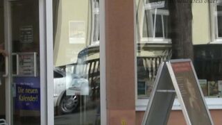 A girl walks outside without panties and a bra, exposing herself in public