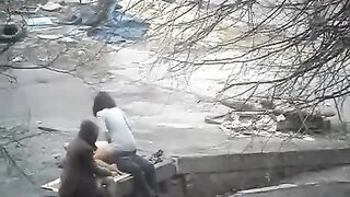 The guy shot his cock in the pants while photographing on the street