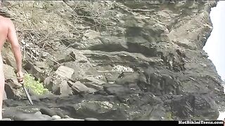 Amateur video of people without clothes on the beach