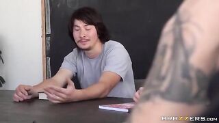 The guy tied up the girl and fucked her on the bed