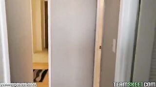 A student is having fun with a girl in the hostel, she’s amazing