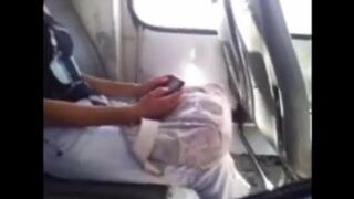 The man got his cock out and started jerking off while the girl was watching