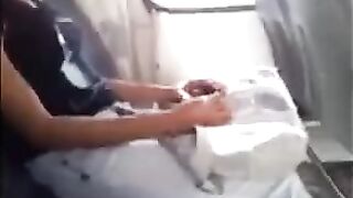 The man got his cock out and started jerking off while the girl was watching