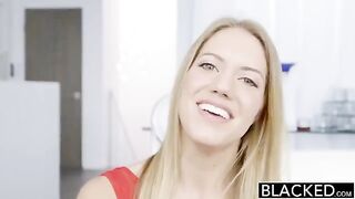 Blonde beauty takes a BBC in her ass and mouth