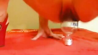 Fisting with a large dildo and a bottle, my personal best