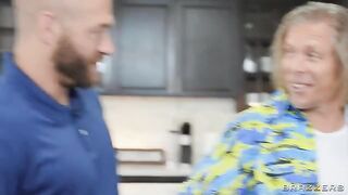 A blonde with big boobs said she finishes from male attention too