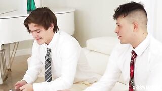 A couple of secret crushes get fucked in the bedroom with glasses
