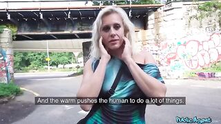 Blonde mature gets banged hard right on the street