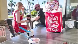 A girl gave herself to her friend in honor of the holiday on knees