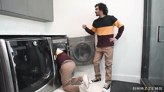 The girl was fucked by two guys in a steamy threesome