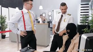 Bankrobber gets banged hard by hot slut in stockings