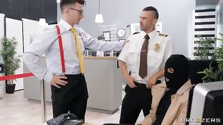 Bankrobber gets banged hard by hot slut in stockings