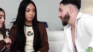 Two brunettes and a guy in a threesome - Bad Influence