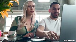 A cute girl has sex with her boyfriend on the couch