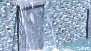 A girl is having fun with the pool boy in a steamy scene