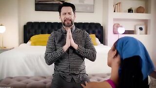 Stepdad made a steamy yoga session with Kira Noir, who got soaking wet