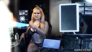 Blonde beauty fucked in space, showcasing her big tits