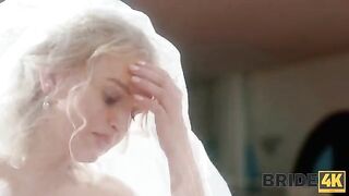 A hot blonde in stockings came to the banquet hall for a wedding