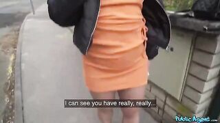 Italian brunette loses her phone on the streets and a pick-up guy finds it