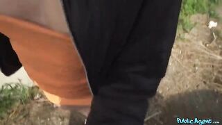 Italian brunette loses her phone on the streets and a pick-up guy finds it