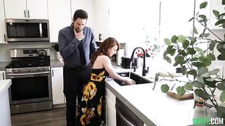 The babysitter’s deep fantasy turns into a hot sex session on the kitchen table