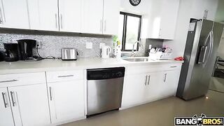 A hot maid is doing the cleaning without any clothes on