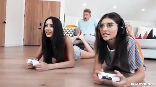 My gamer boyfriend fucked by my roommates