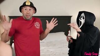 Unexpected visitors for group sex fun