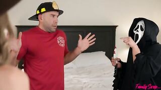 Unexpected visitors for group sex fun