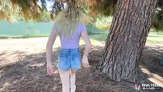 A cute girl was gently taken by a guy with passion